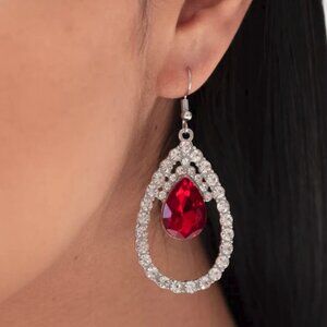 Paparazzi Jewelry Accessories - Trendsetting Twinkle - Red Earrings - Vintage